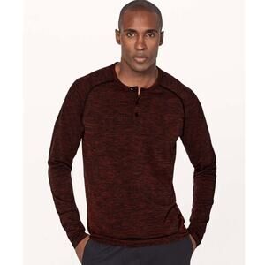 Lululemon Metal Vent Tech Long Sleeve Henley Oxblood / Black Size L